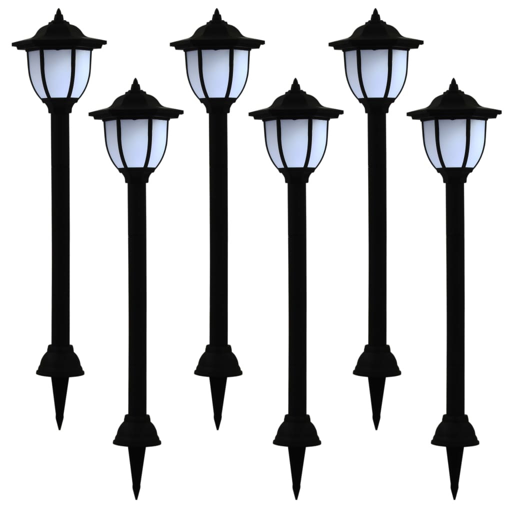 Solar LED outdoor lights, 6 pcs, black