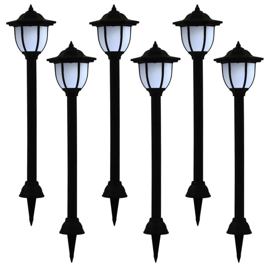 Solar LED outdoor lights, 6 pcs, black