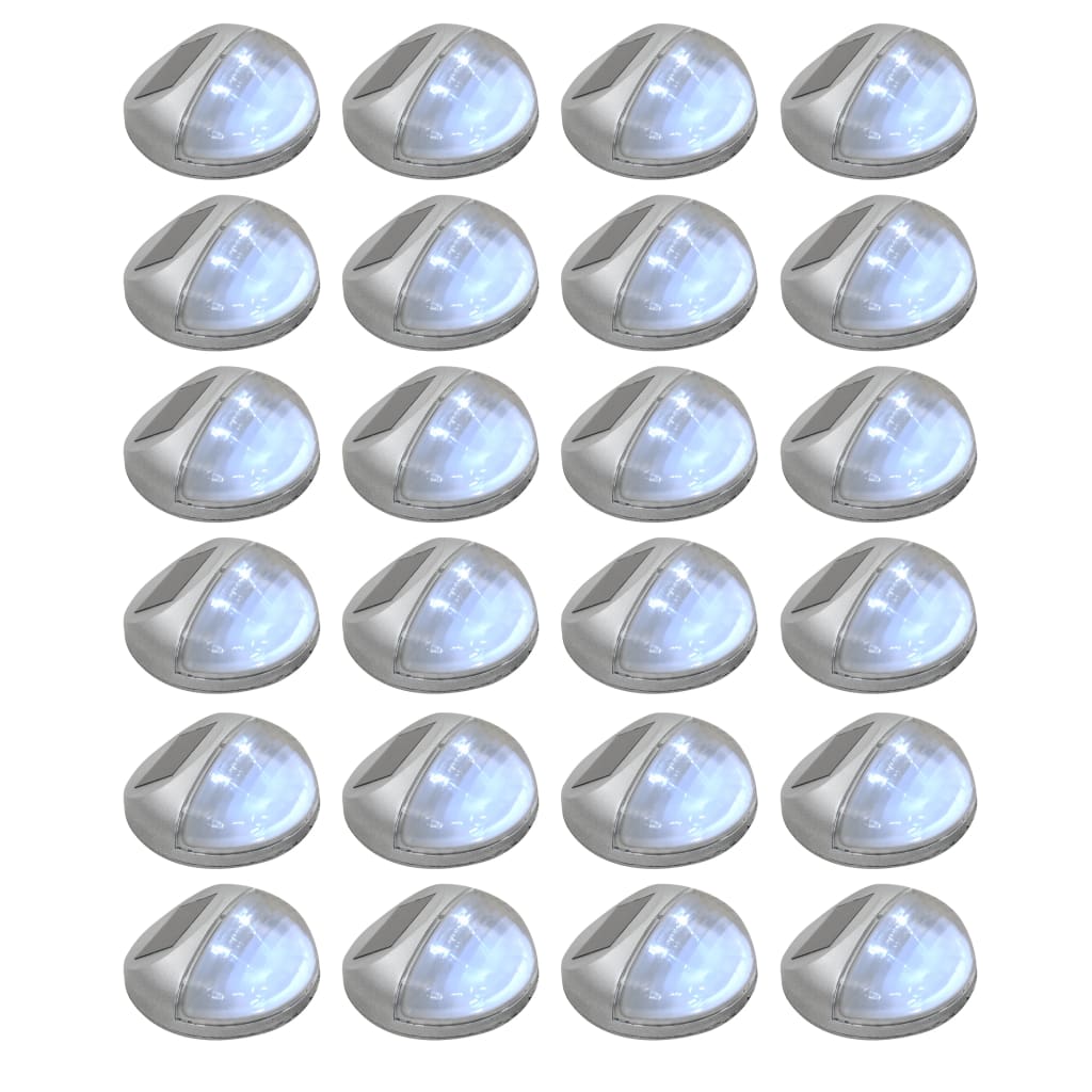 Solar outdoor wall lights 24 pcs. silver round LED