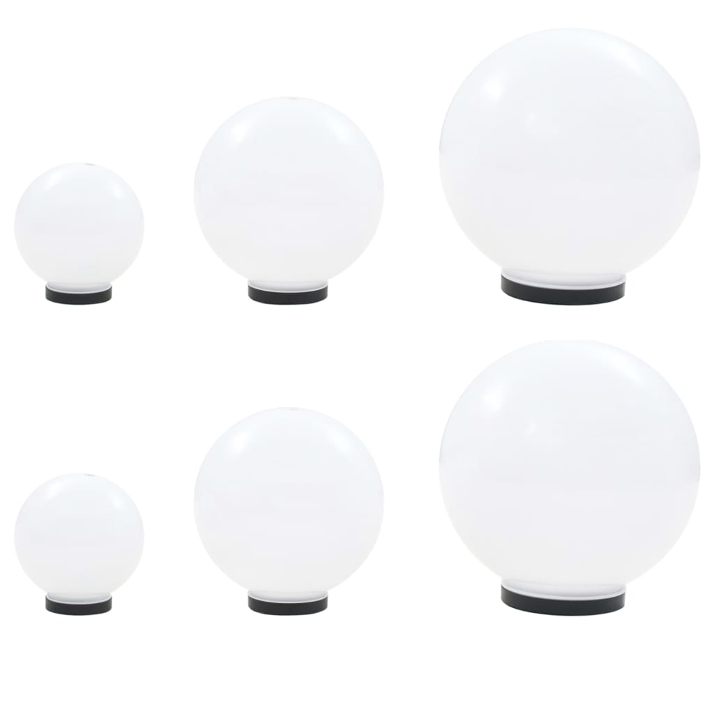 LED globe lamp set, 6 pcs., 20/30/40 cm, PMMA, spherical