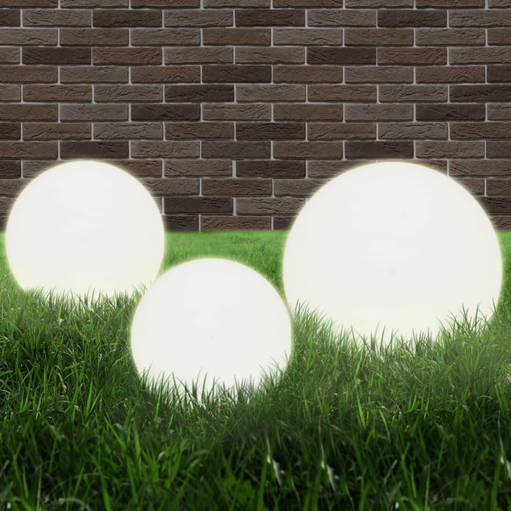 LED globe lamp set, 6 pcs., 20/30/40 cm, PMMA, spherical