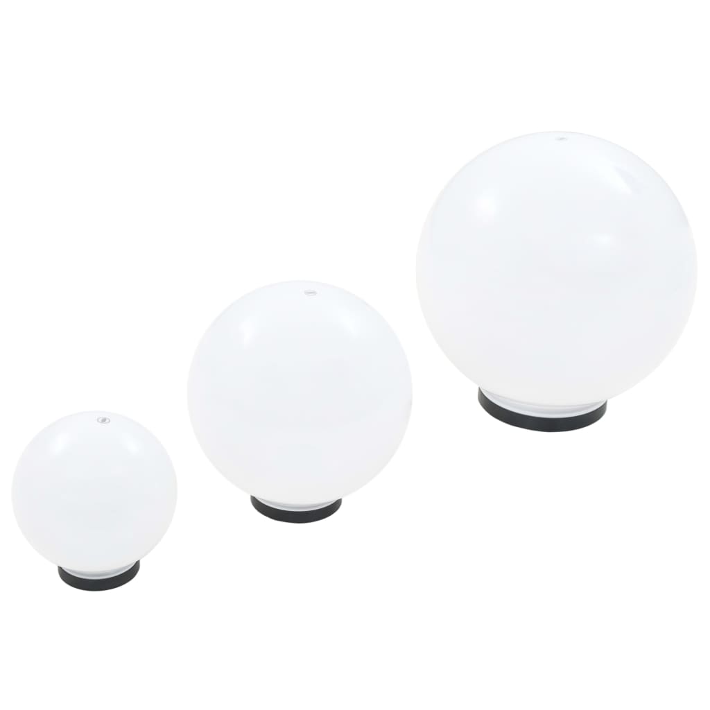 LED globe lamp set, 6 pcs., 20/30/40 cm, PMMA, spherical