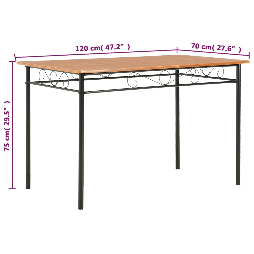 Masă de bucătărie, maro, 120 x 70 x 75 cm, MDF