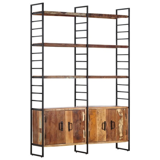 4-tier bookcase, 124 x 30 x 180 cm solid recycled wood