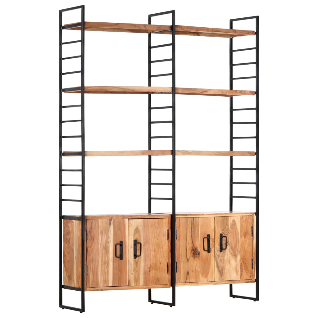 Bookcase with 4 shelves, 124x30x180 cm, solid acacia wood