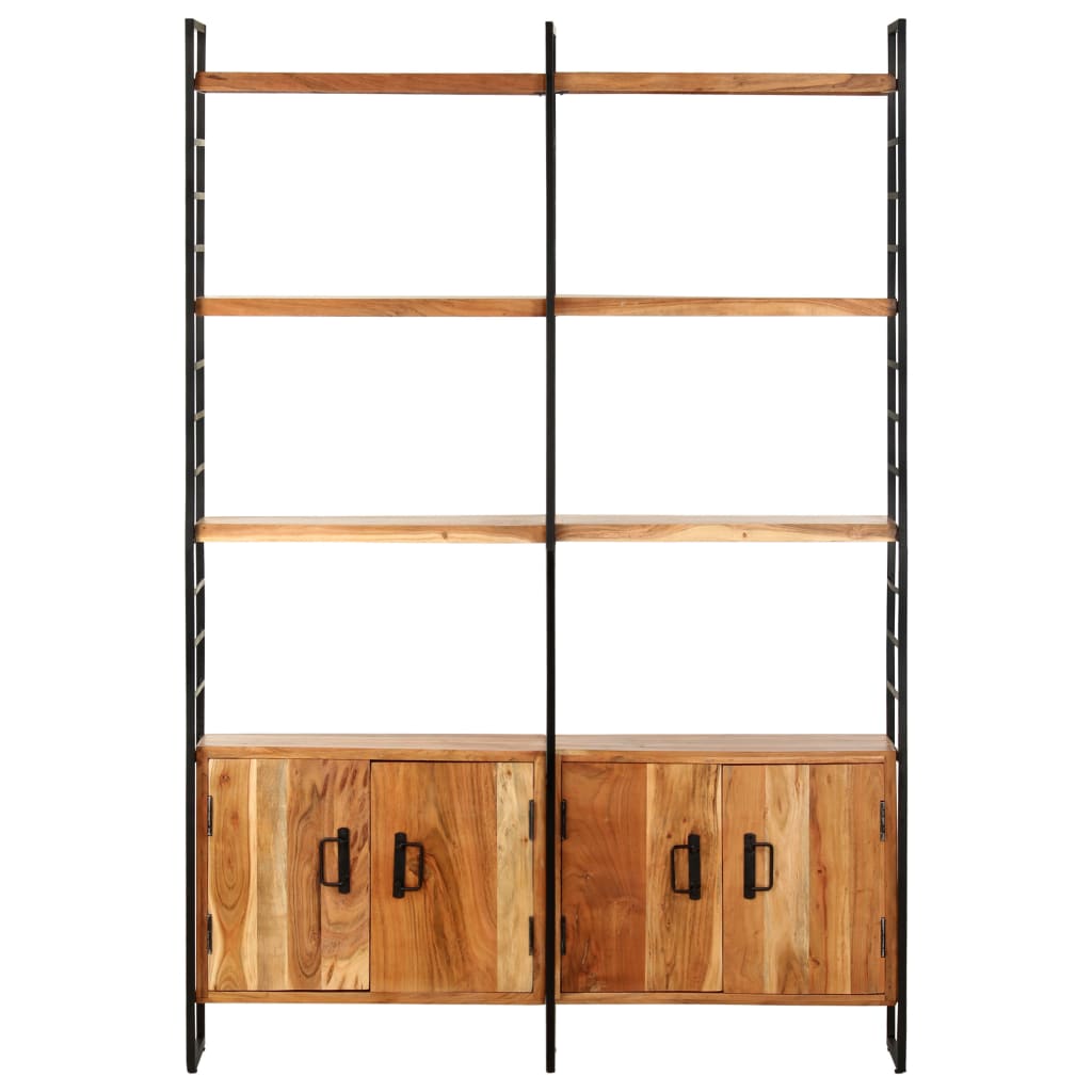 Bookcase with 4 shelves, 124x30x180 cm, solid acacia wood