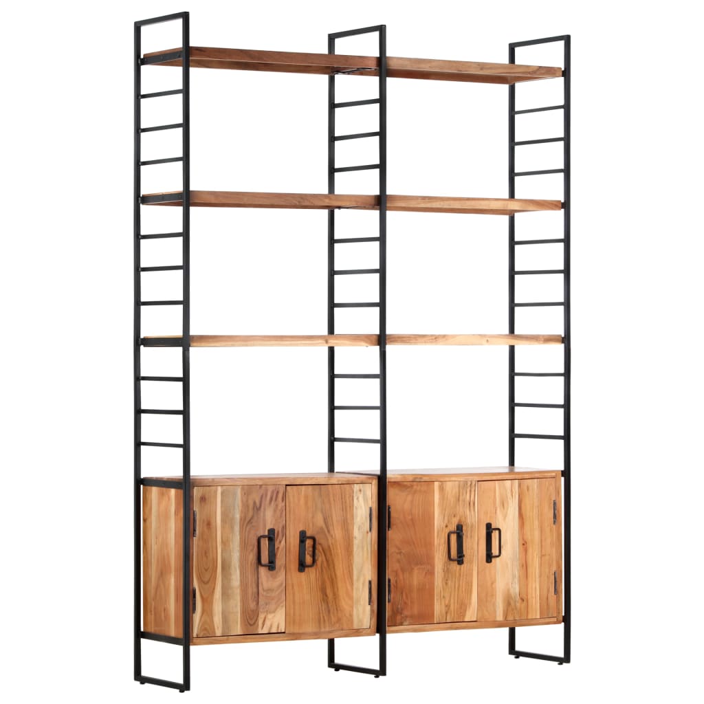 Bookcase with 4 shelves, 124x30x180 cm, solid acacia wood