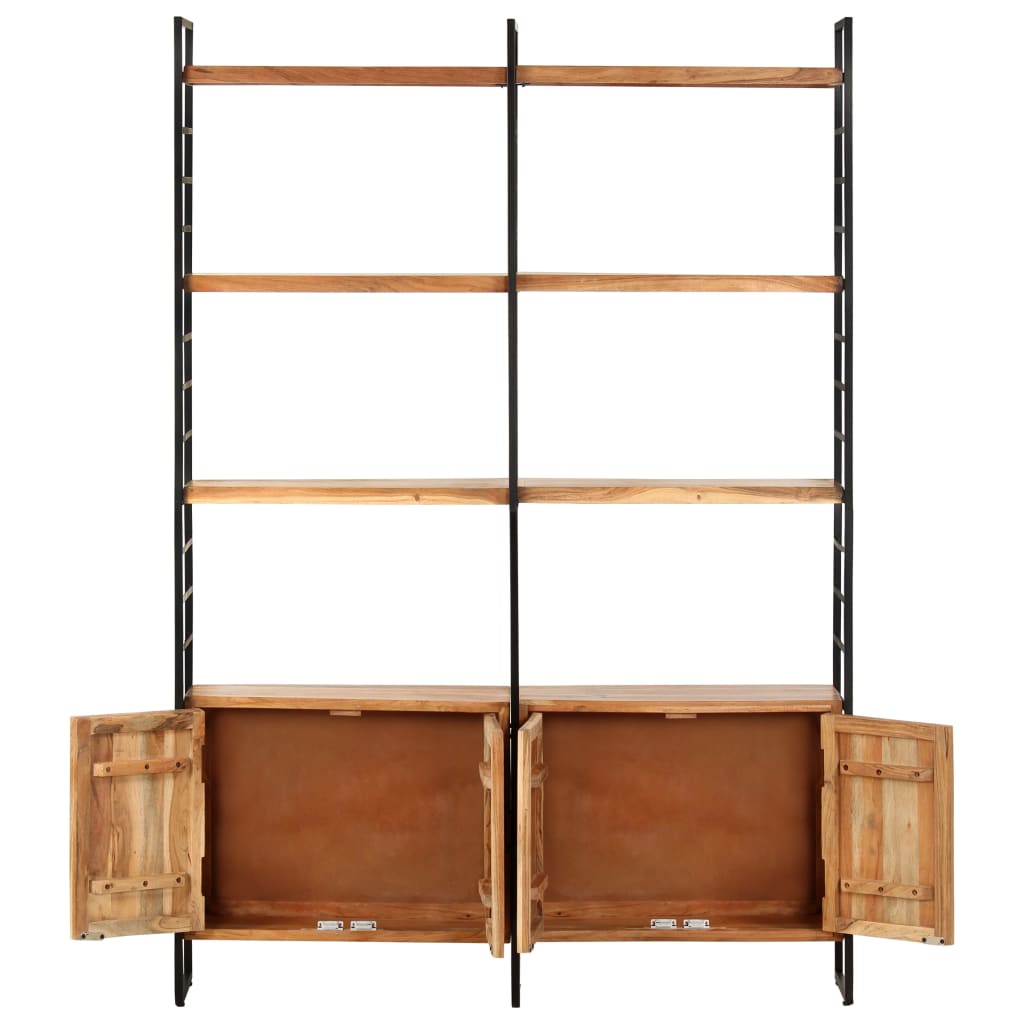 Bookcase with 4 shelves, 124x30x180 cm, solid acacia wood