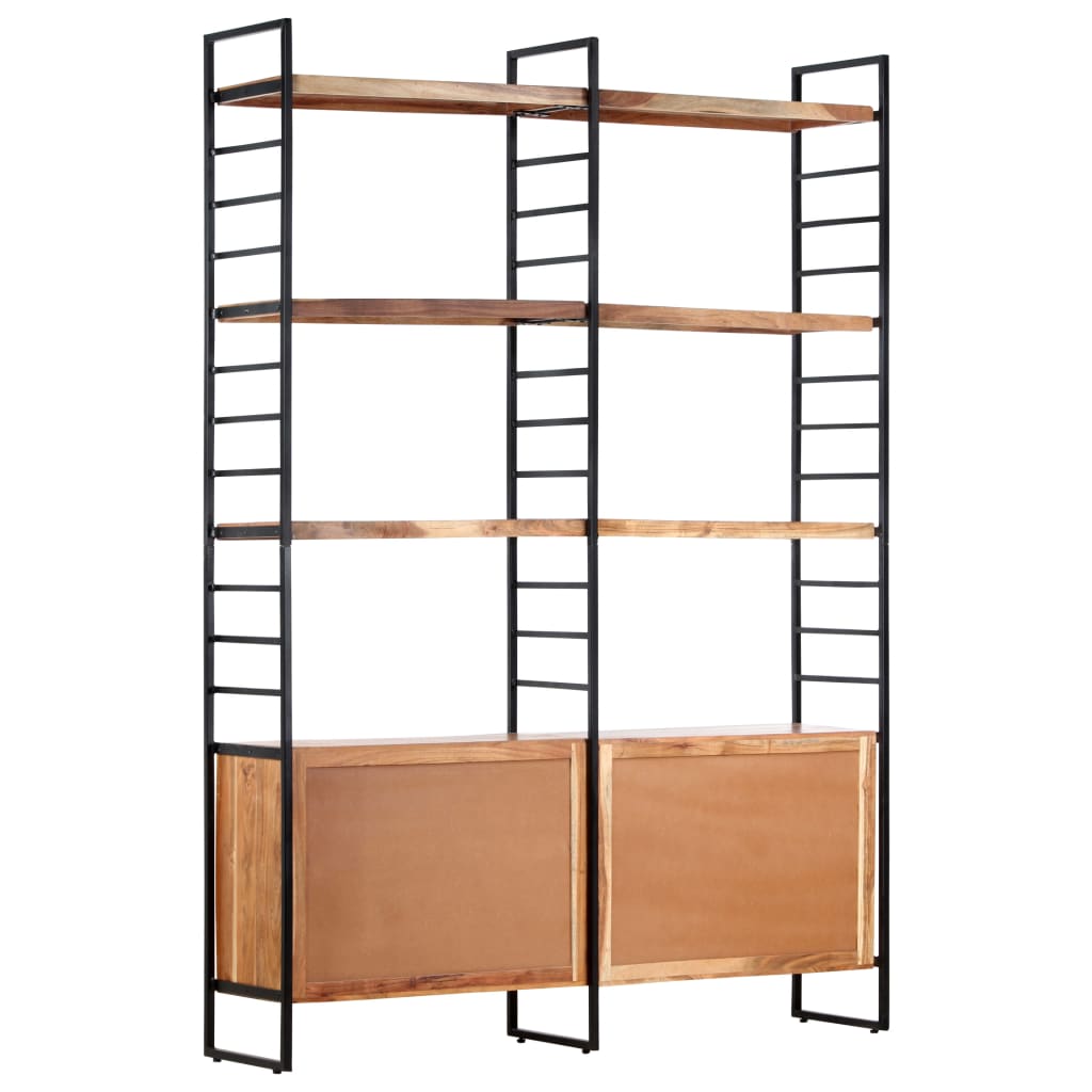 Bookcase with 4 shelves, 124x30x180 cm, solid acacia wood