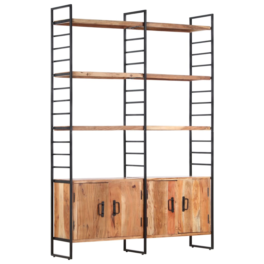 Bookcase with 4 shelves, 124x30x180 cm, solid acacia wood