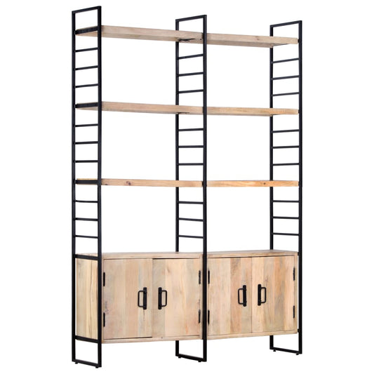 Bookcase with 4 shelves, 124 x 30 x 180 cm, solid mango wood