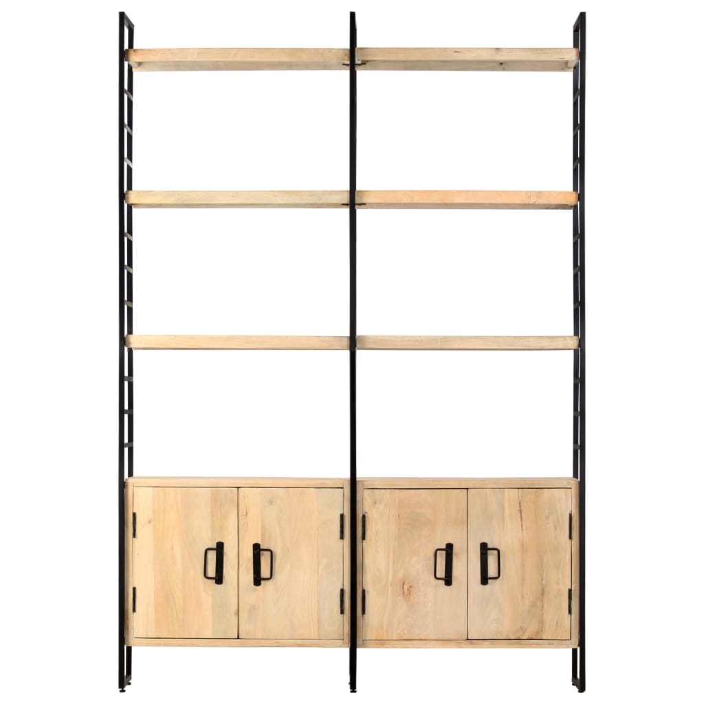 Bookcase with 4 shelves, 124 x 30 x 180 cm, solid mango wood