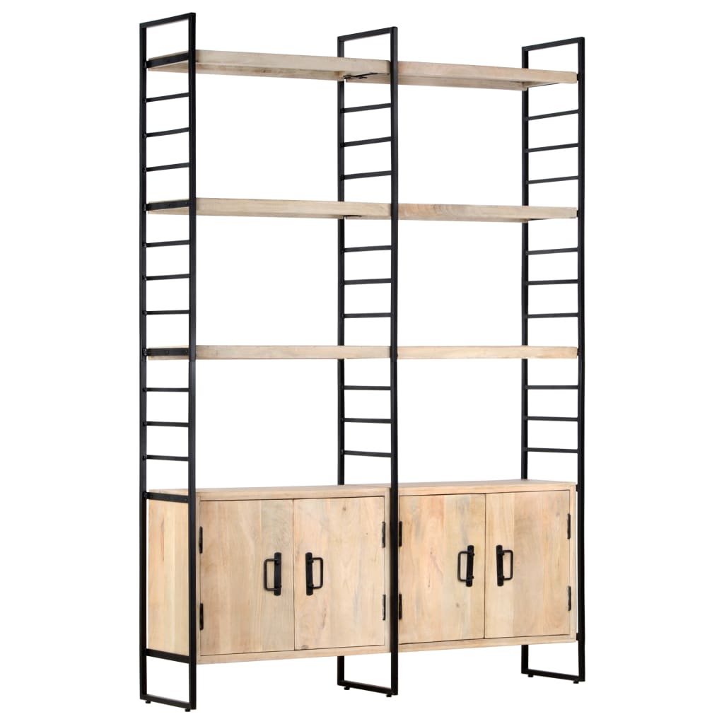 Bookcase with 4 shelves, 124 x 30 x 180 cm, solid mango wood