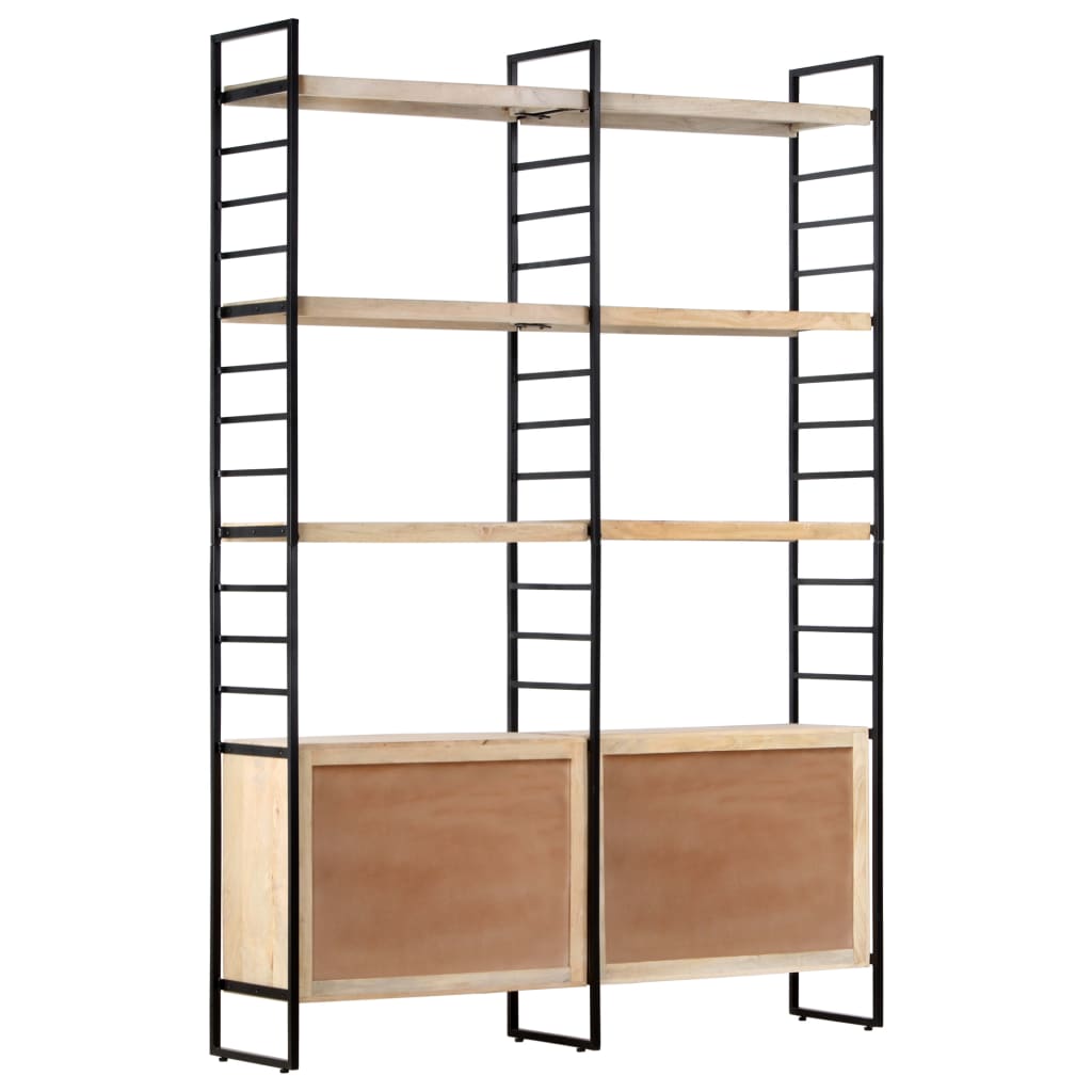 Bookcase with 4 shelves, 124 x 30 x 180 cm, solid mango wood