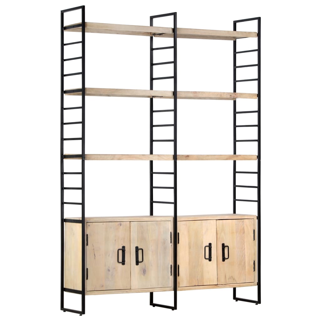 Bookcase with 4 shelves, 124 x 30 x 180 cm, solid mango wood