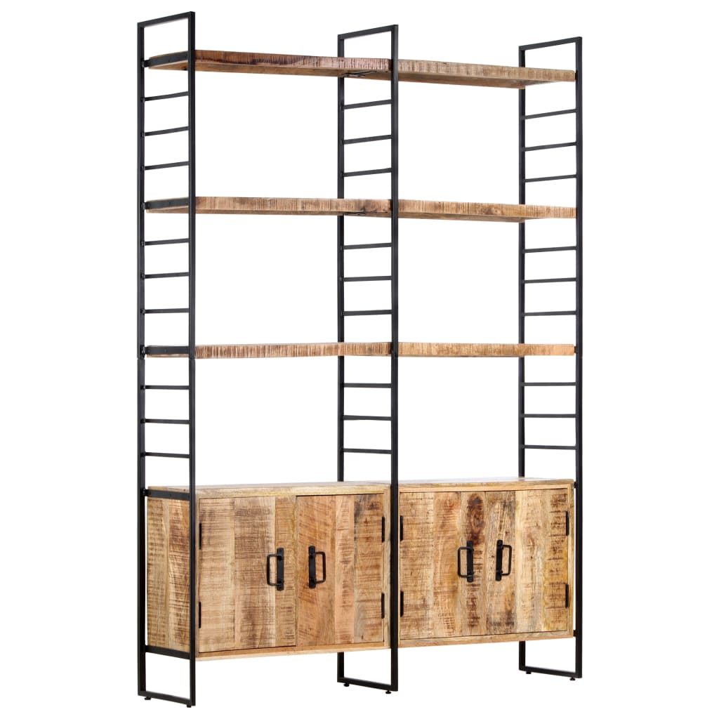 Bookcase with 4 shelves, 124x30x180 cm, unfinished mango wood