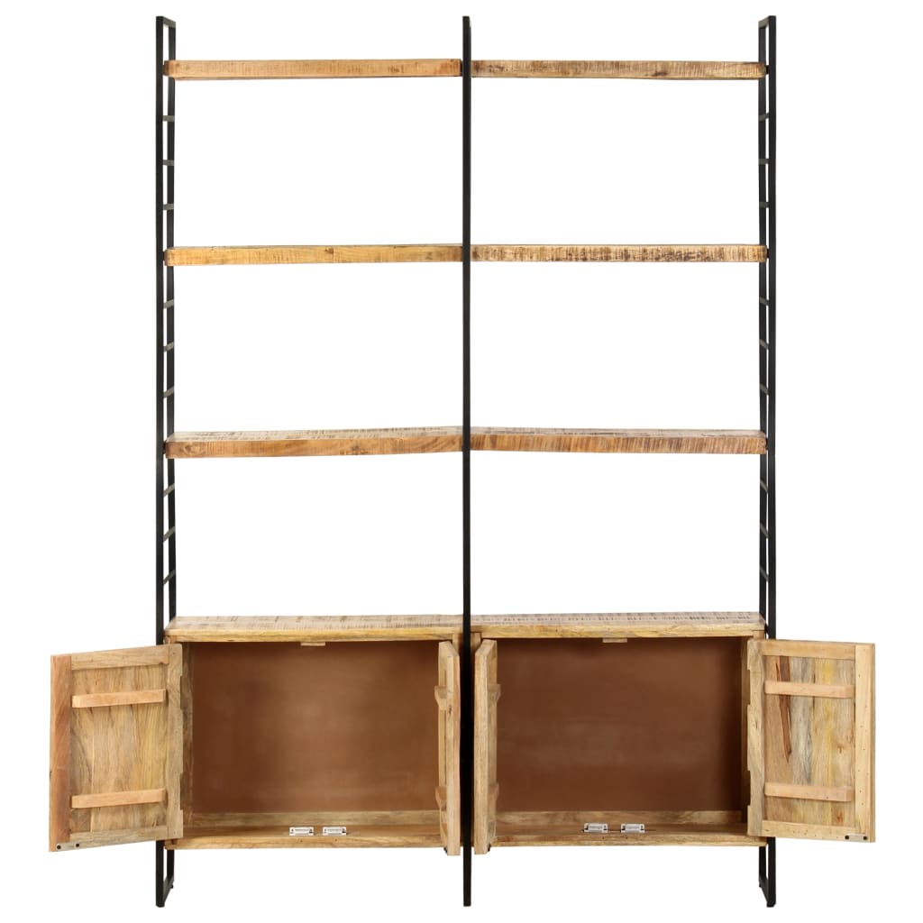 Bookcase with 4 shelves, 124x30x180 cm, unfinished mango wood