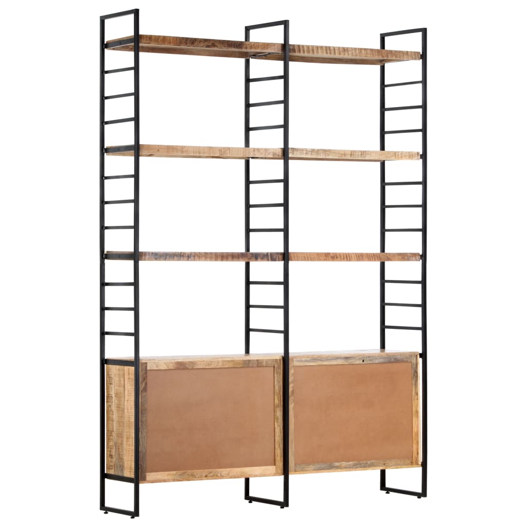 Bookcase with 4 shelves, 124x30x180 cm, unfinished mango wood