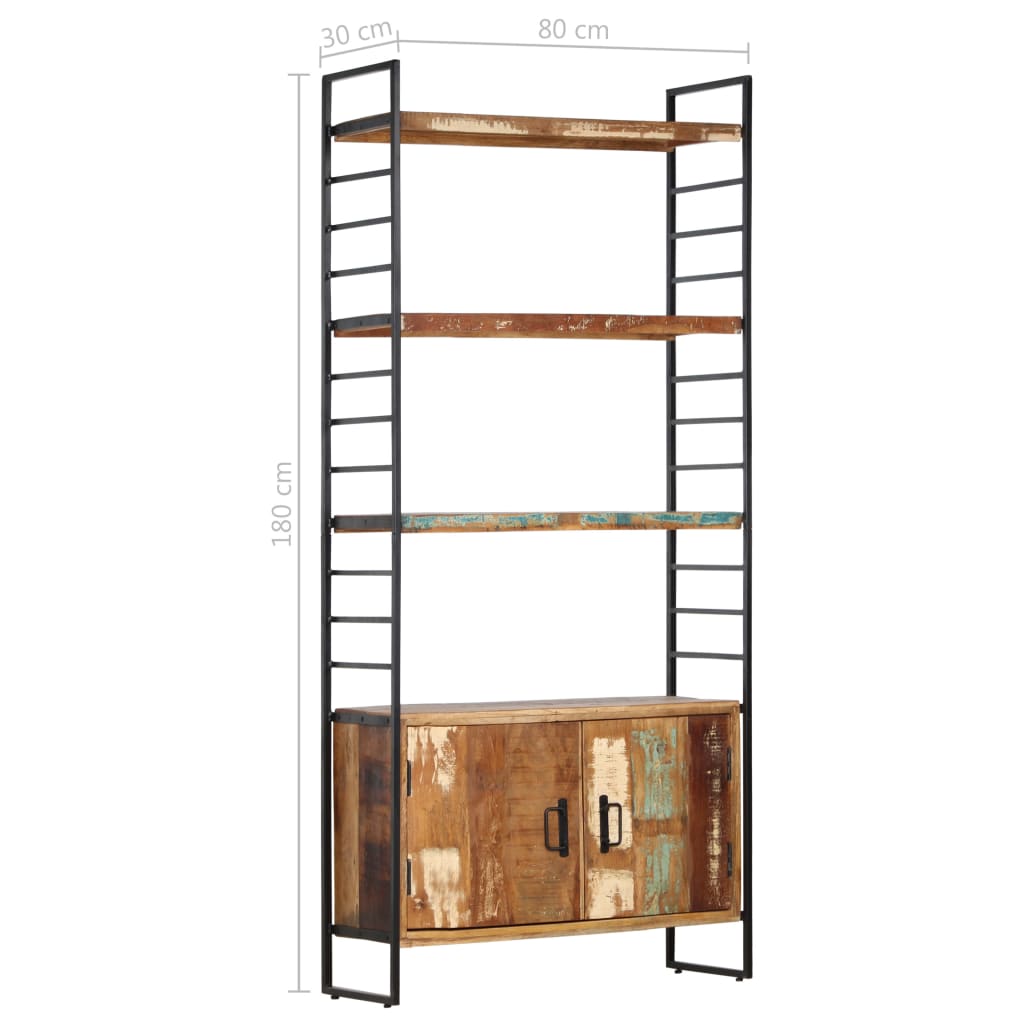 4-tier bookcase, 80 x 30 x 180 cm, solid recycled wood