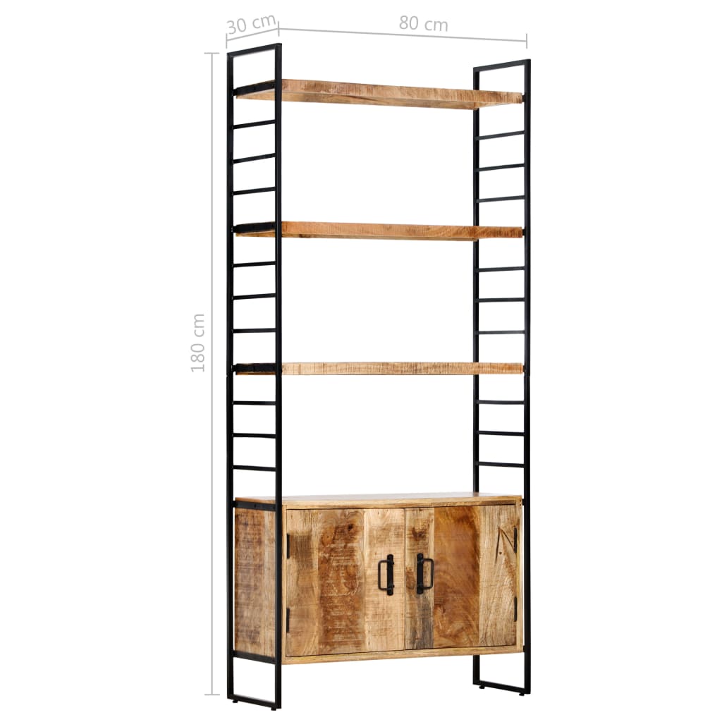 Bookcase with 4 shelves 80x30x180 cm, solid mango wood, unfinished