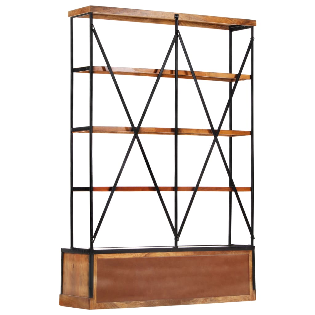 Bookcase 4 shelves 6 drawers 122x36x181 cm solid mango wood