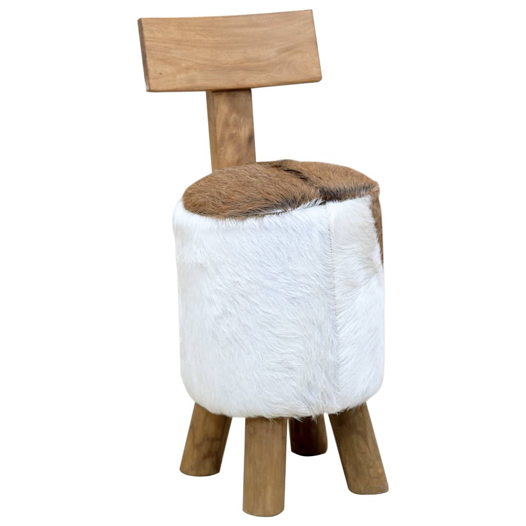 Stool, brown, solid teak wood