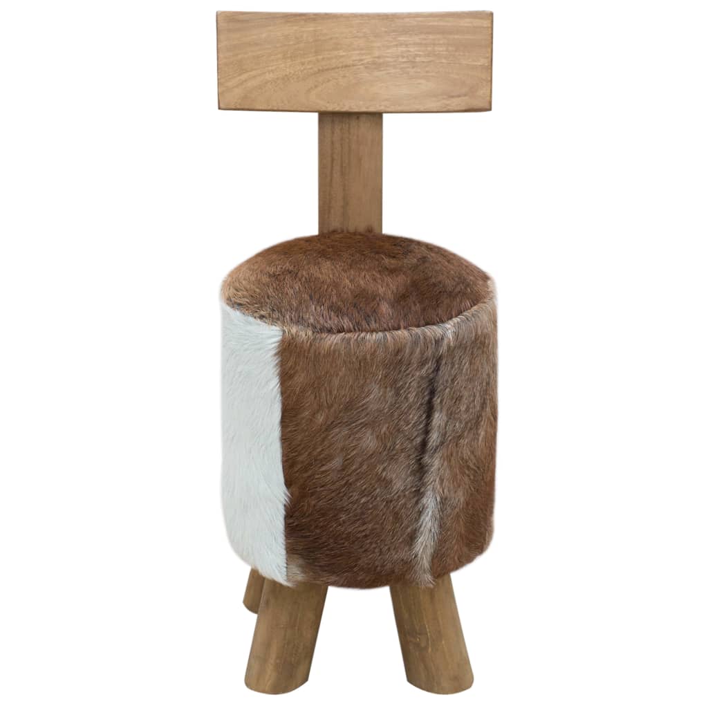 Stool, brown, solid teak wood