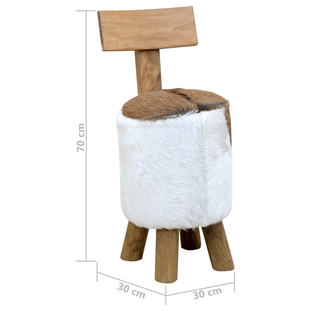 Stool, brown, solid teak wood