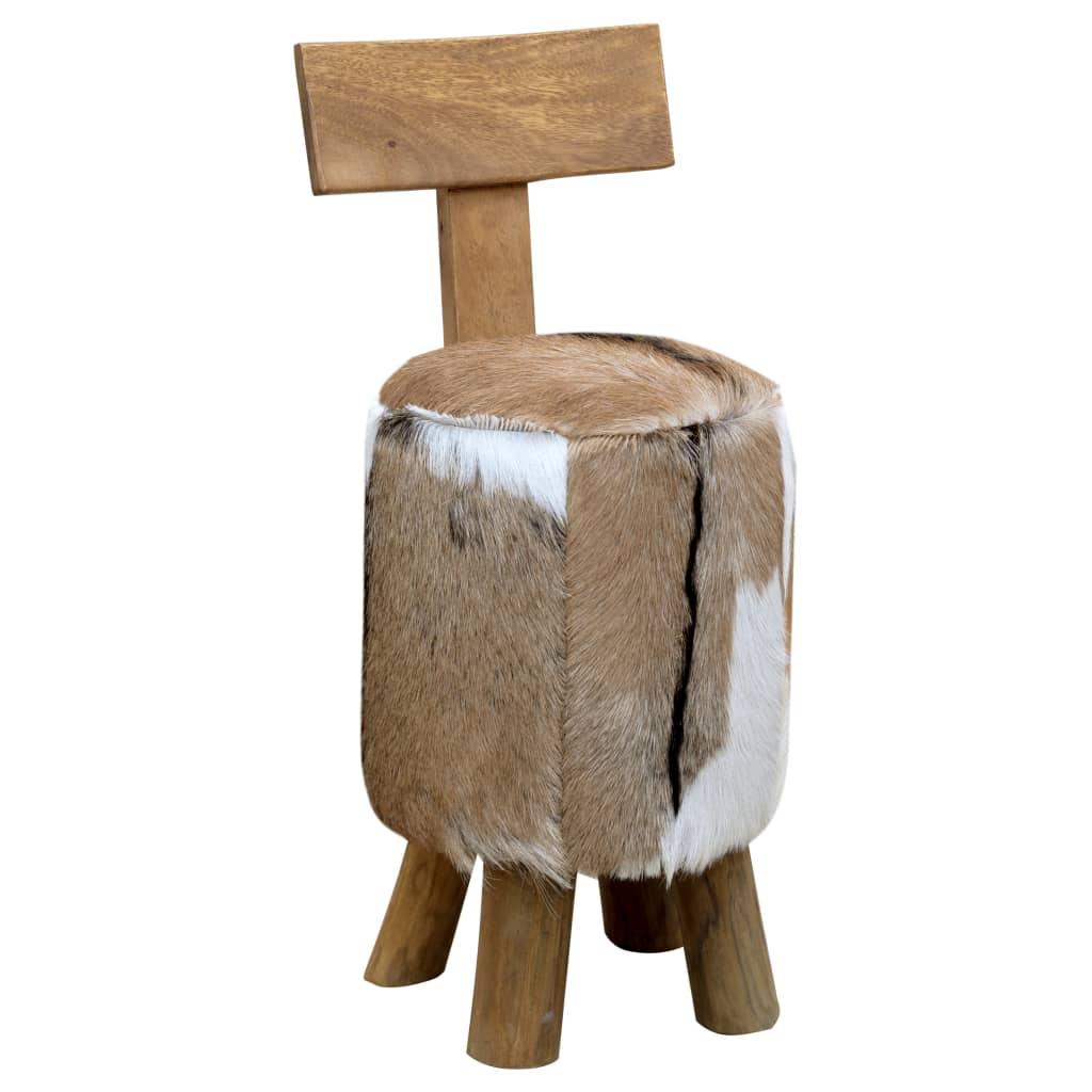 Stool, brown, solid teak wood