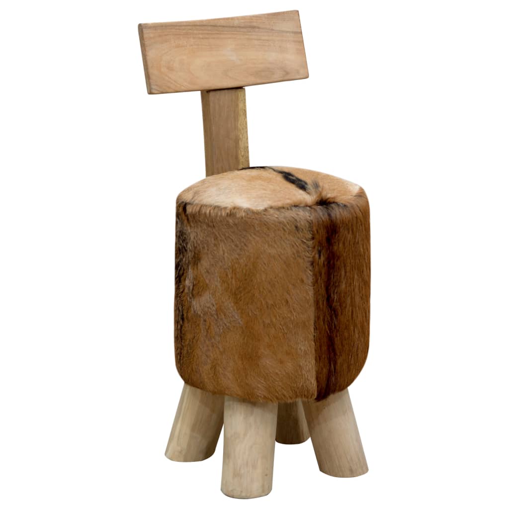 Stool, brown, solid teak wood