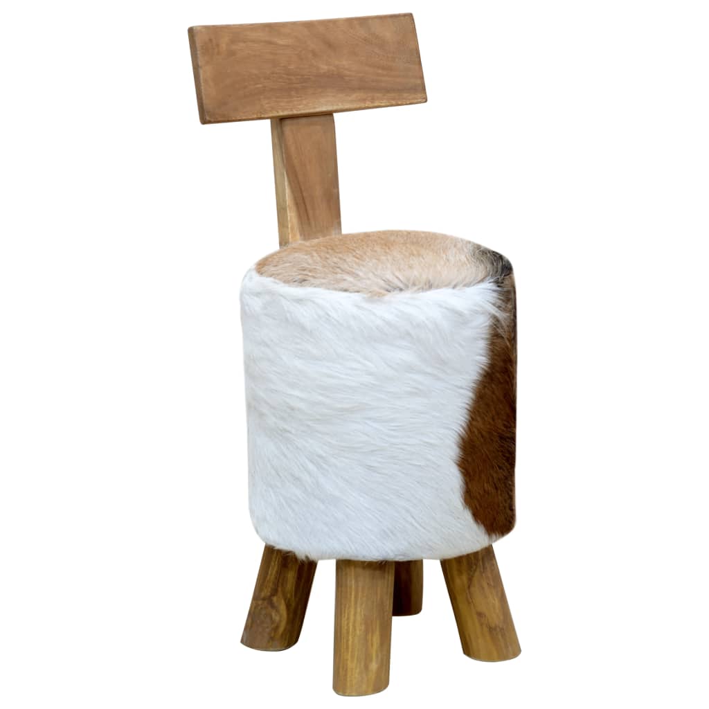 Stool, brown, solid teak wood