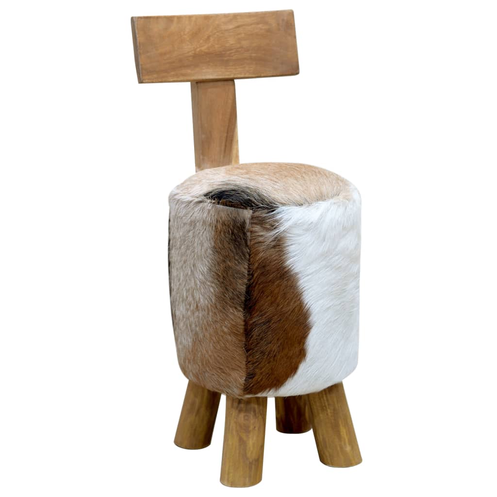 Stool, brown, solid teak wood