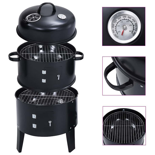 Charcoal grill with 3-in-1 smoker, 40 x 80 cm