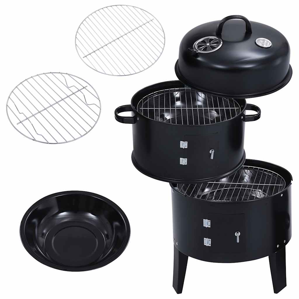 Charcoal grill with 3-in-1 smoker, 40 x 80 cm