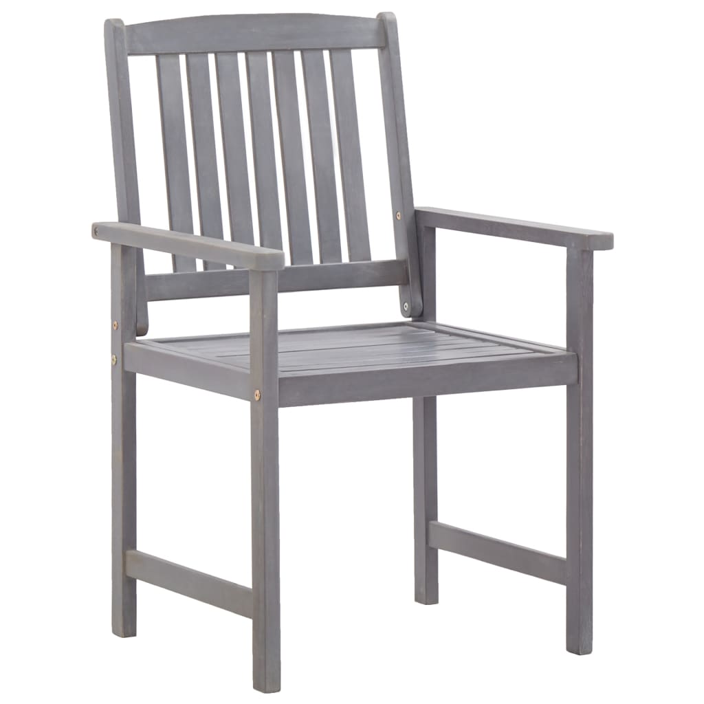 Outdoor furniture set, 5 pieces, grey, solid acacia wood