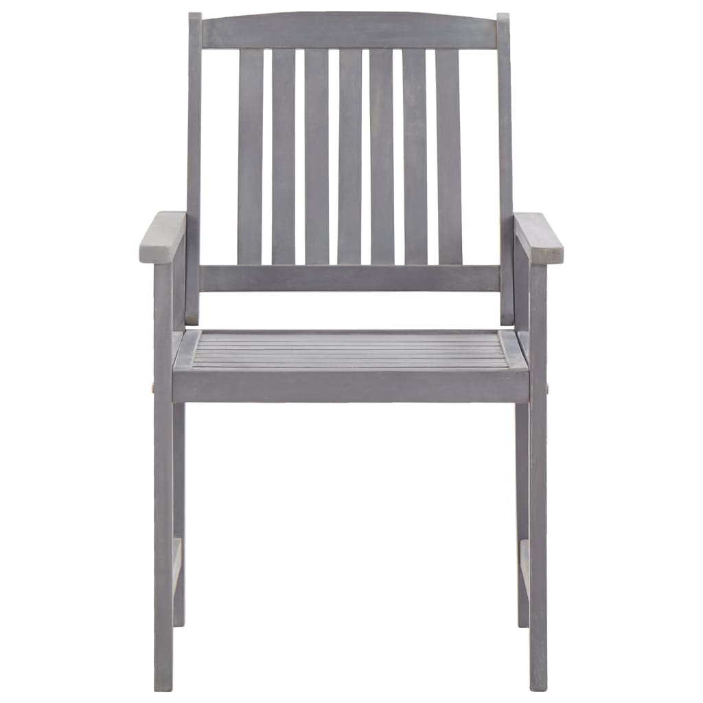 Outdoor furniture set, 5 pieces, grey, solid acacia wood