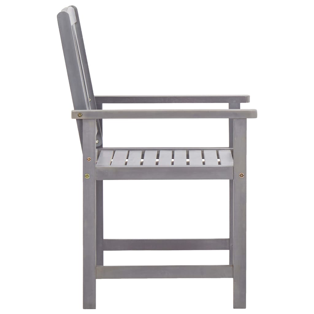 Outdoor furniture set, 5 pieces, grey, solid acacia wood