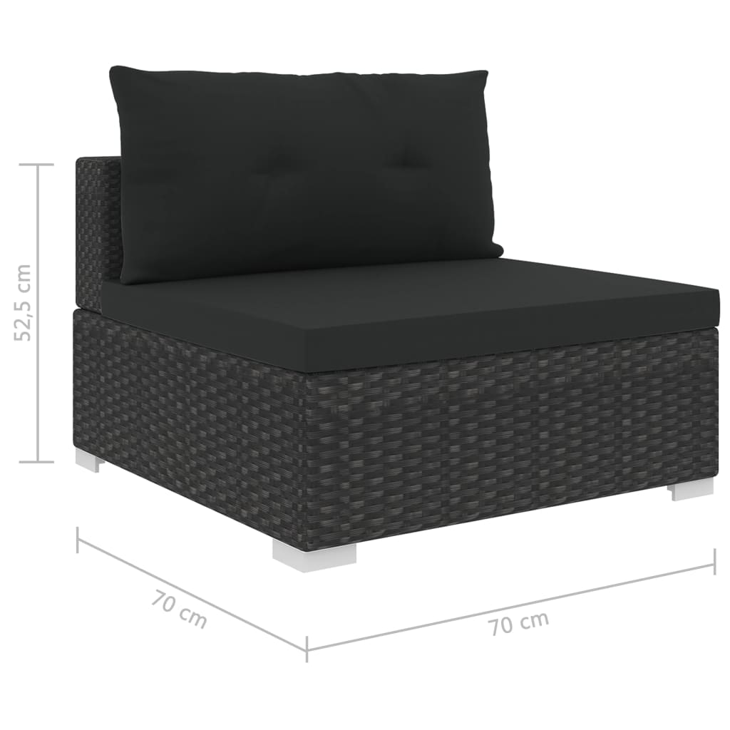 Set mobilier de grădină cu perne, 6 piese, negru, poliratan