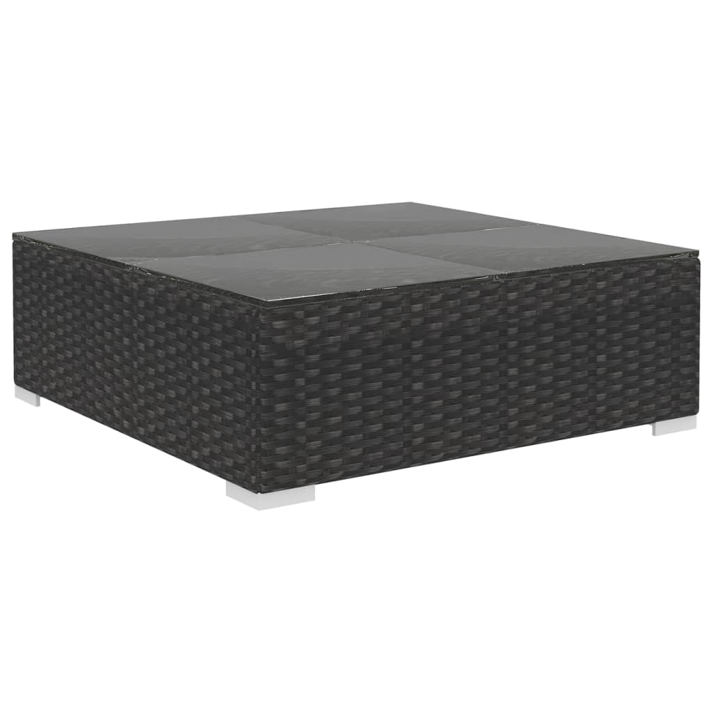 Set mobilier de grădină cu perne, 6 piese, negru, poliratan