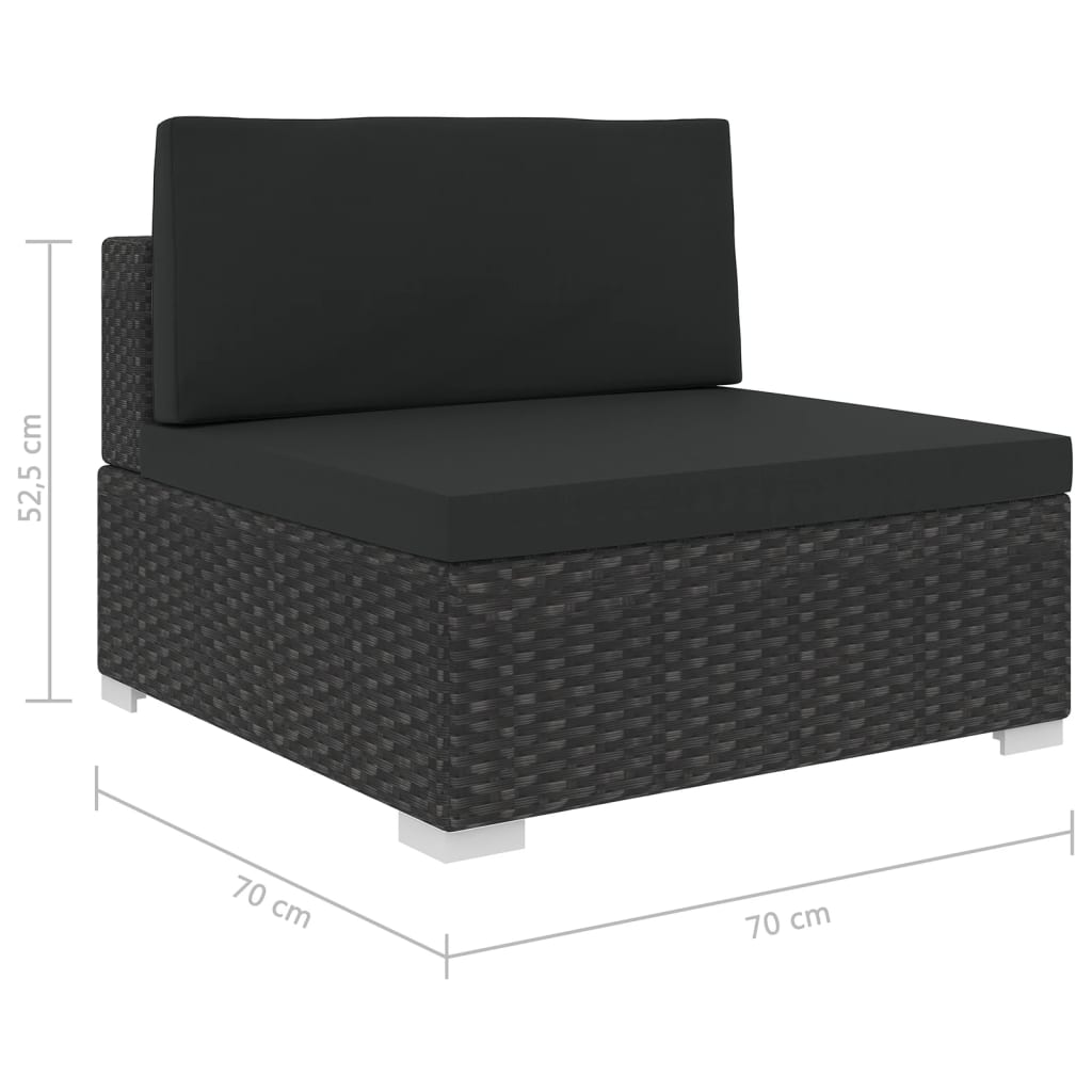 Set mobilier de grădină cu perne, 6 piese, negru, poliratan