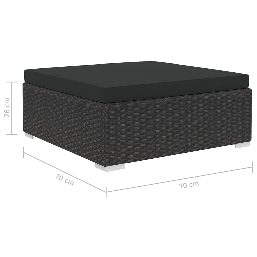 Set mobilier de grădină cu perne, 6 piese, negru, poliratan