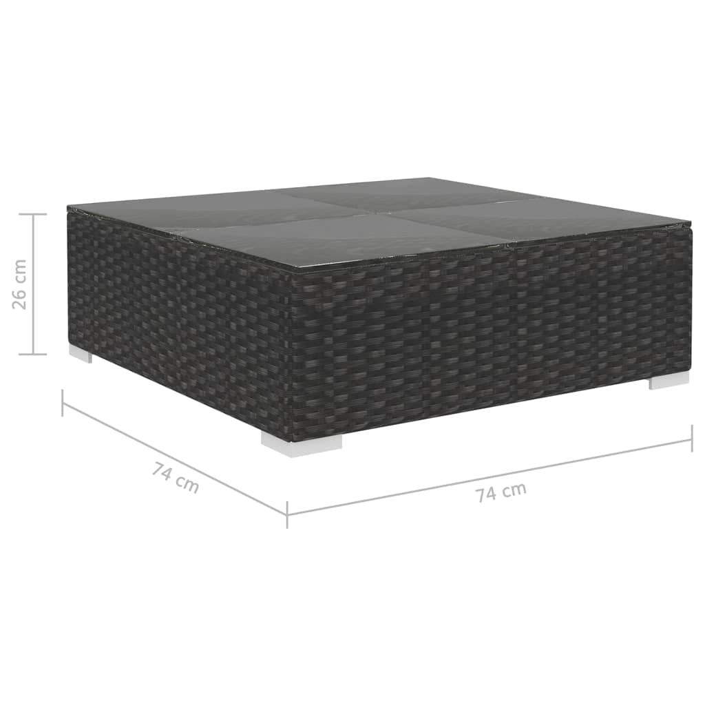 Set mobilier de grădină cu perne, 6 piese, negru, poliratan