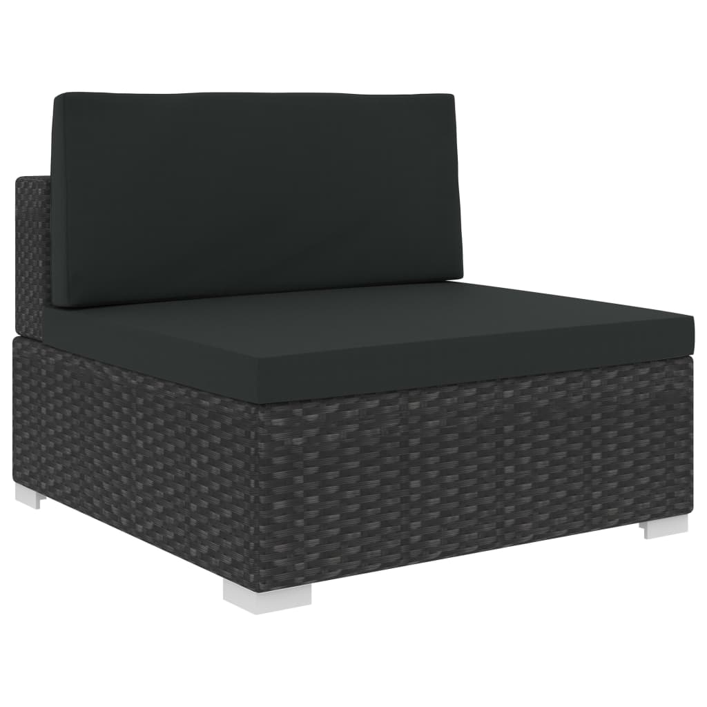 Set mobilier de grădină cu perne, 8 piese, negru, poliratan