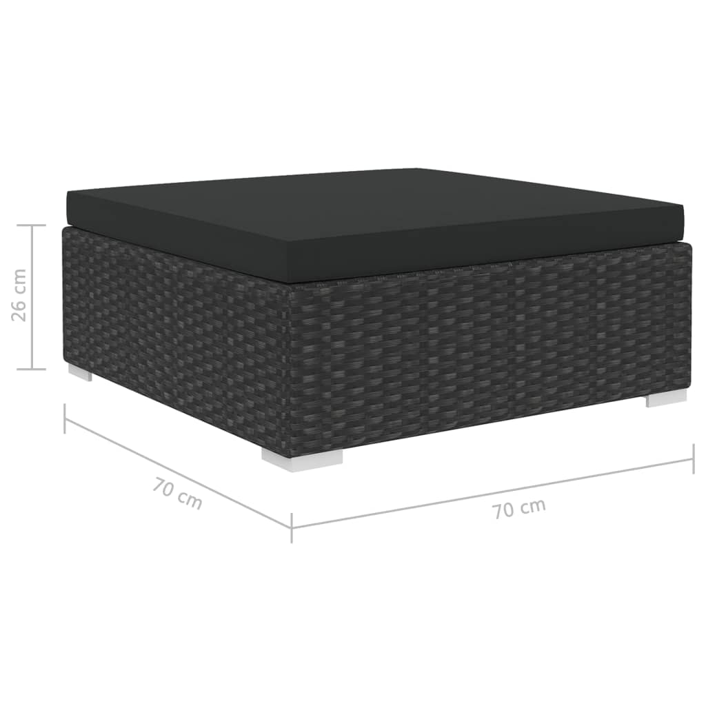 Set mobilier de grădină cu perne, 8 piese, negru, poliratan