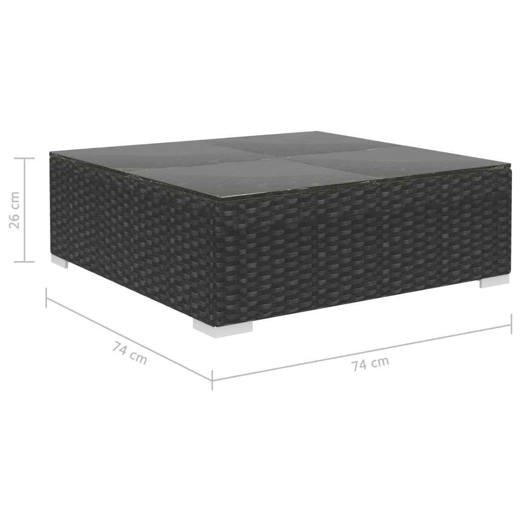 Set mobilier de grădină cu perne, 8 piese, negru, poliratan