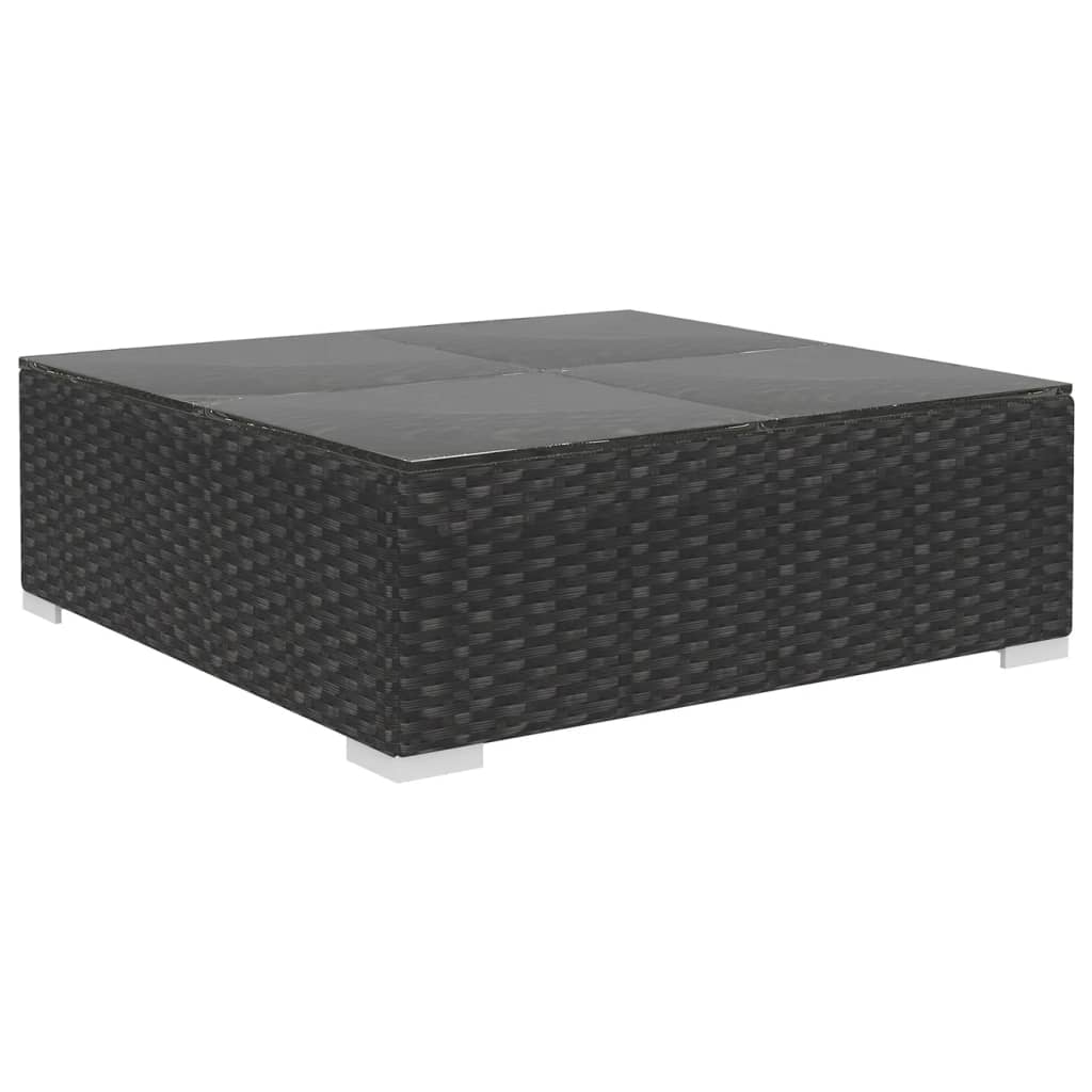 Set mobilier de grădină cu perne, 10 piese, negru, poliratan