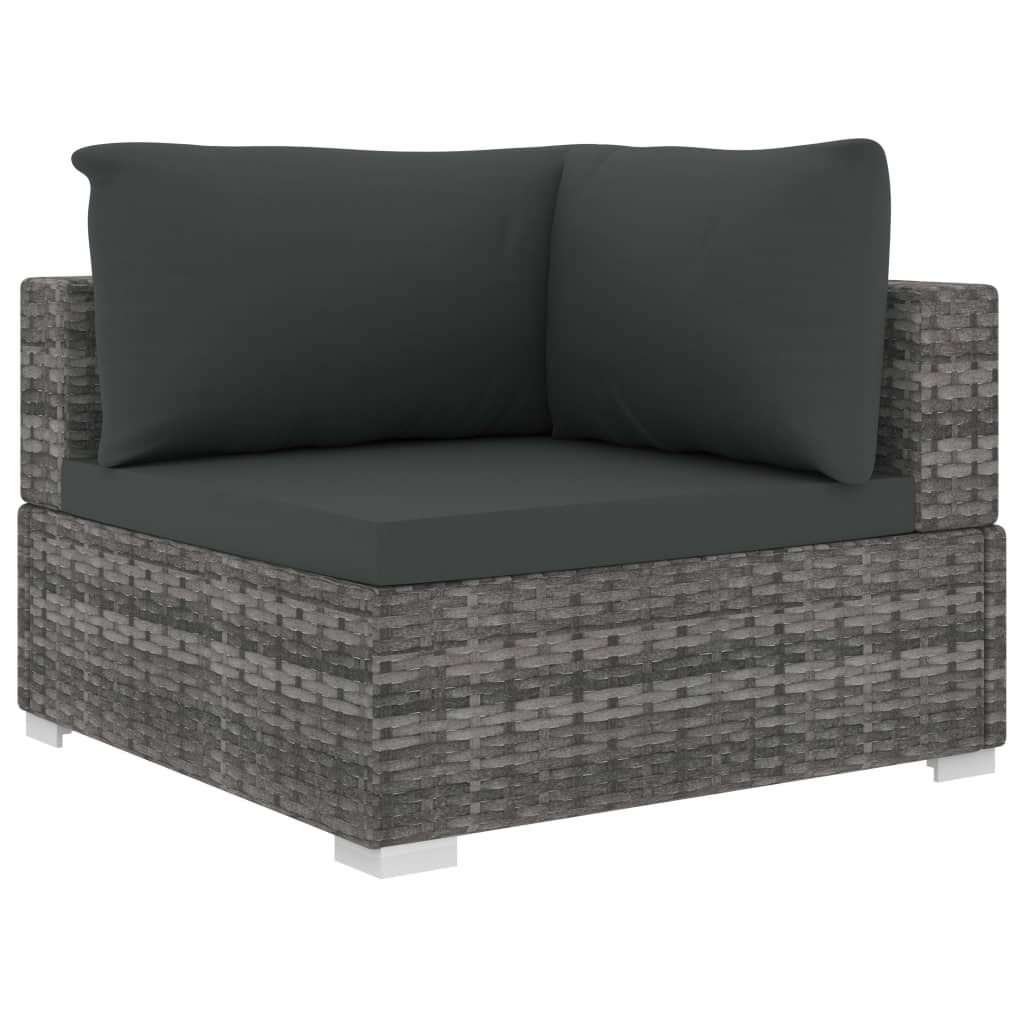 5-piece garden furniture set with cushions, grey, polyrattan