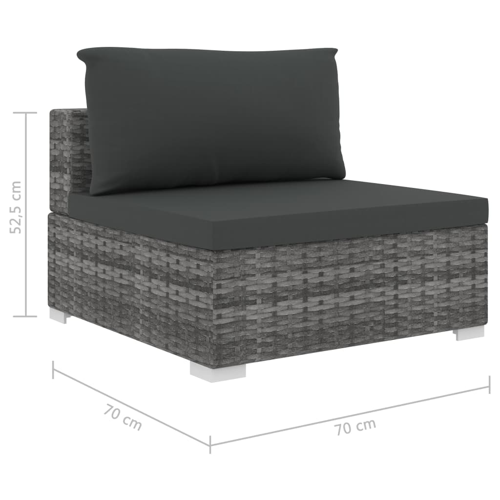 5-piece garden furniture set with cushions, grey, polyrattan