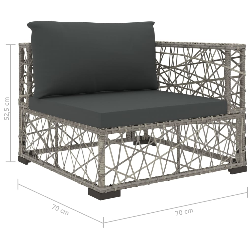 Set mobilier de grădină cu perne, 8 piese, gri, poliratan