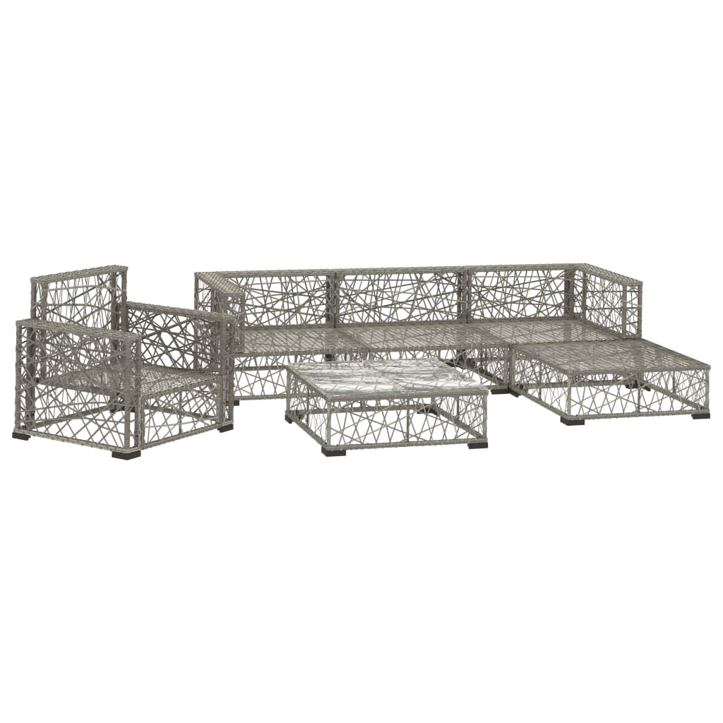 6-piece garden furniture set with cushions, grey, polyrattan